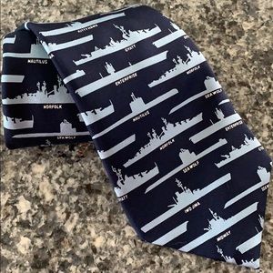 Josh Bach United States Navy Ships Silk Tie Blue